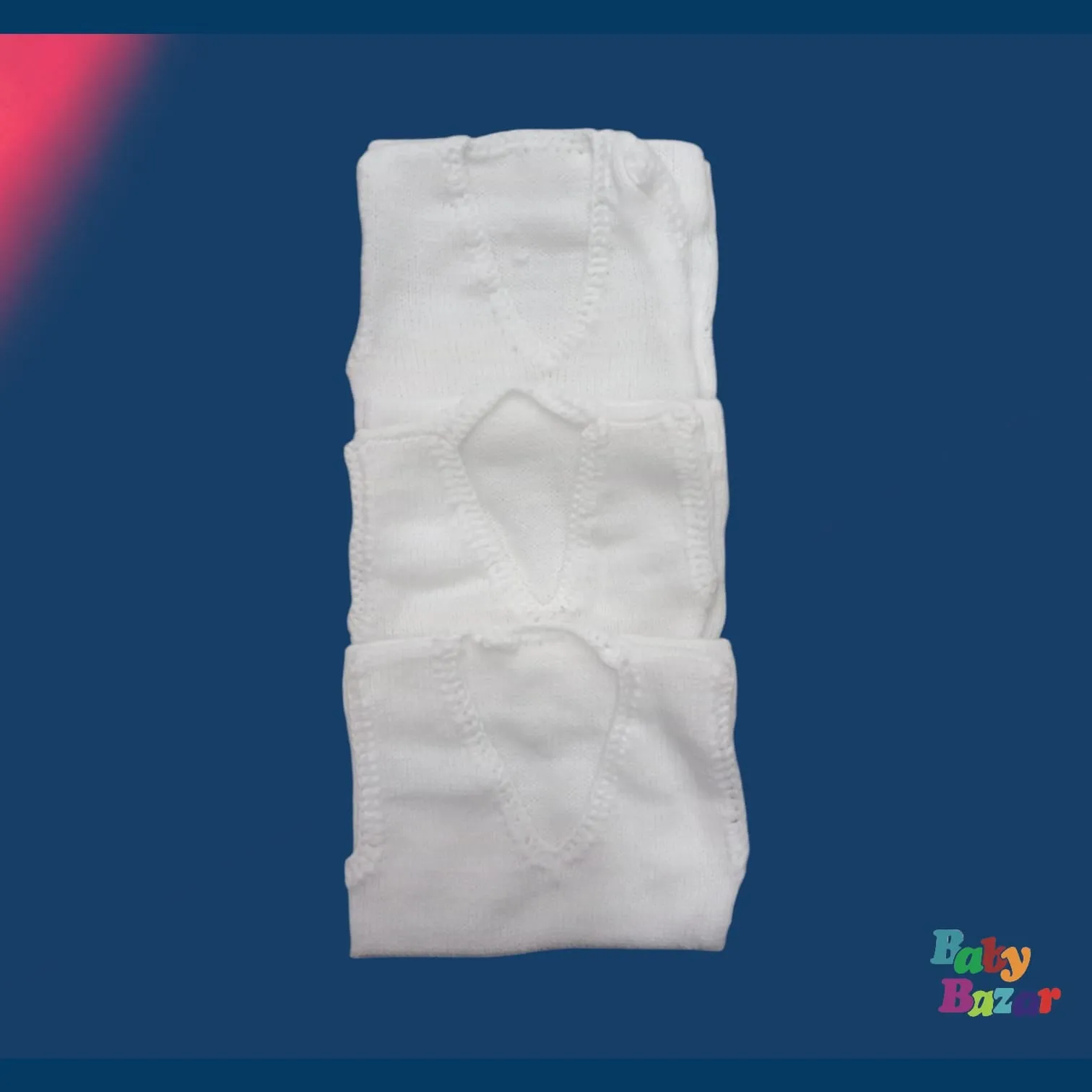 3 Pieces Pack Baby Woolen Inner Vest And Sweater - White