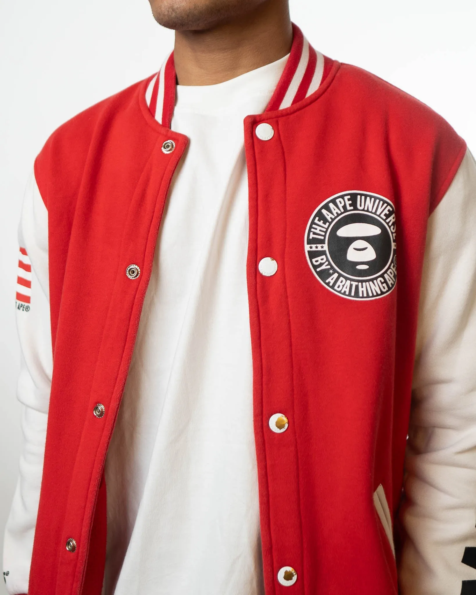 Aape By A Bathing Ape Flag And Logo Red Varsity Jacket