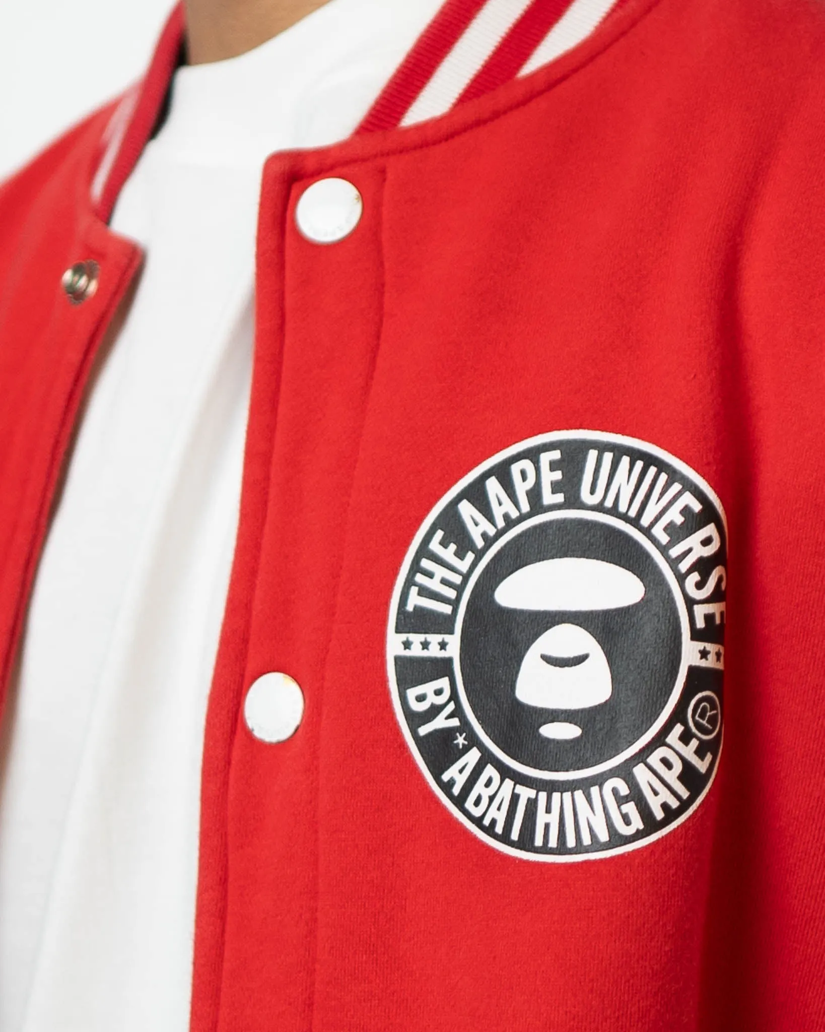 Aape By A Bathing Ape Flag And Logo Red Varsity Jacket