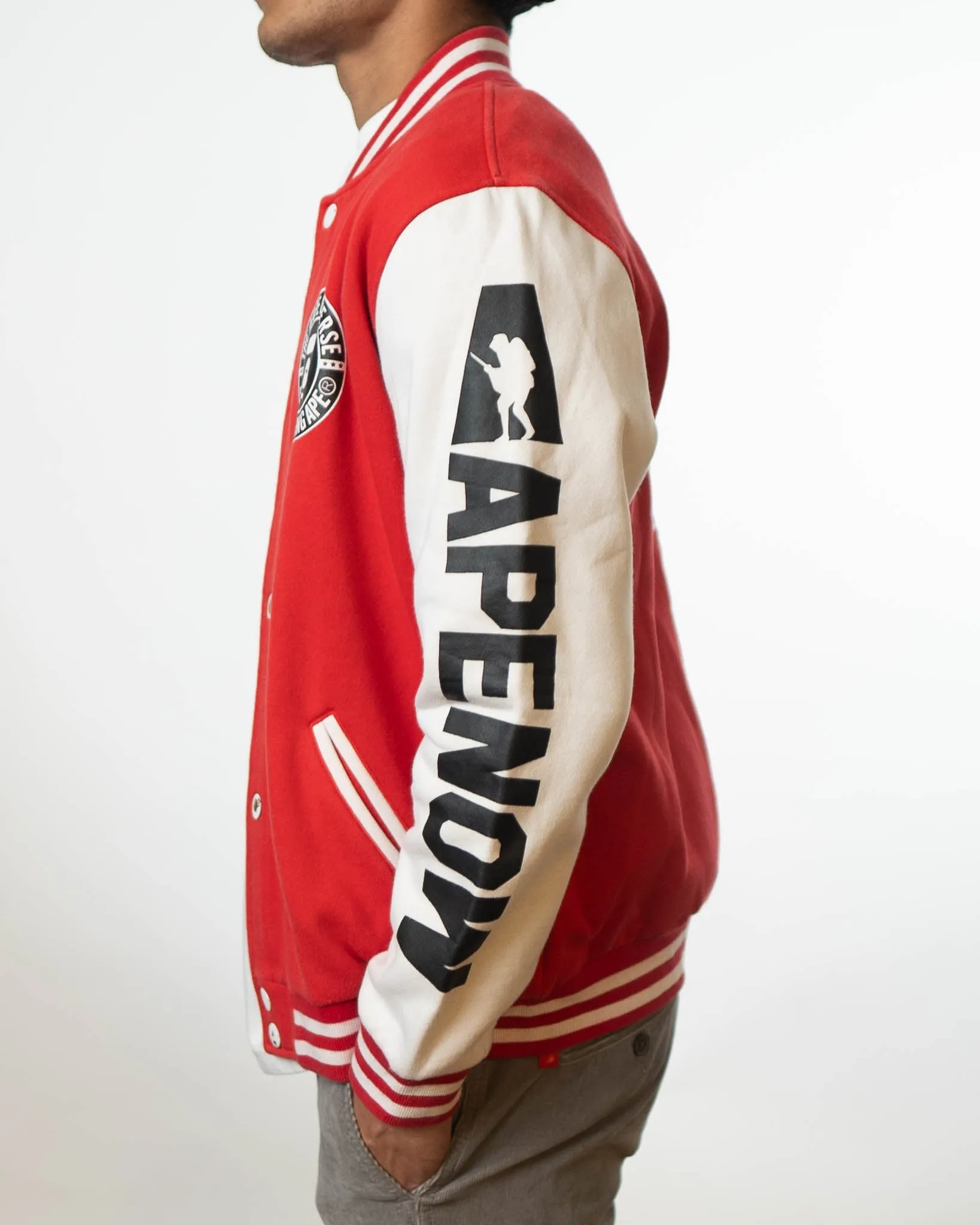 Aape By A Bathing Ape Flag And Logo Red Varsity Jacket