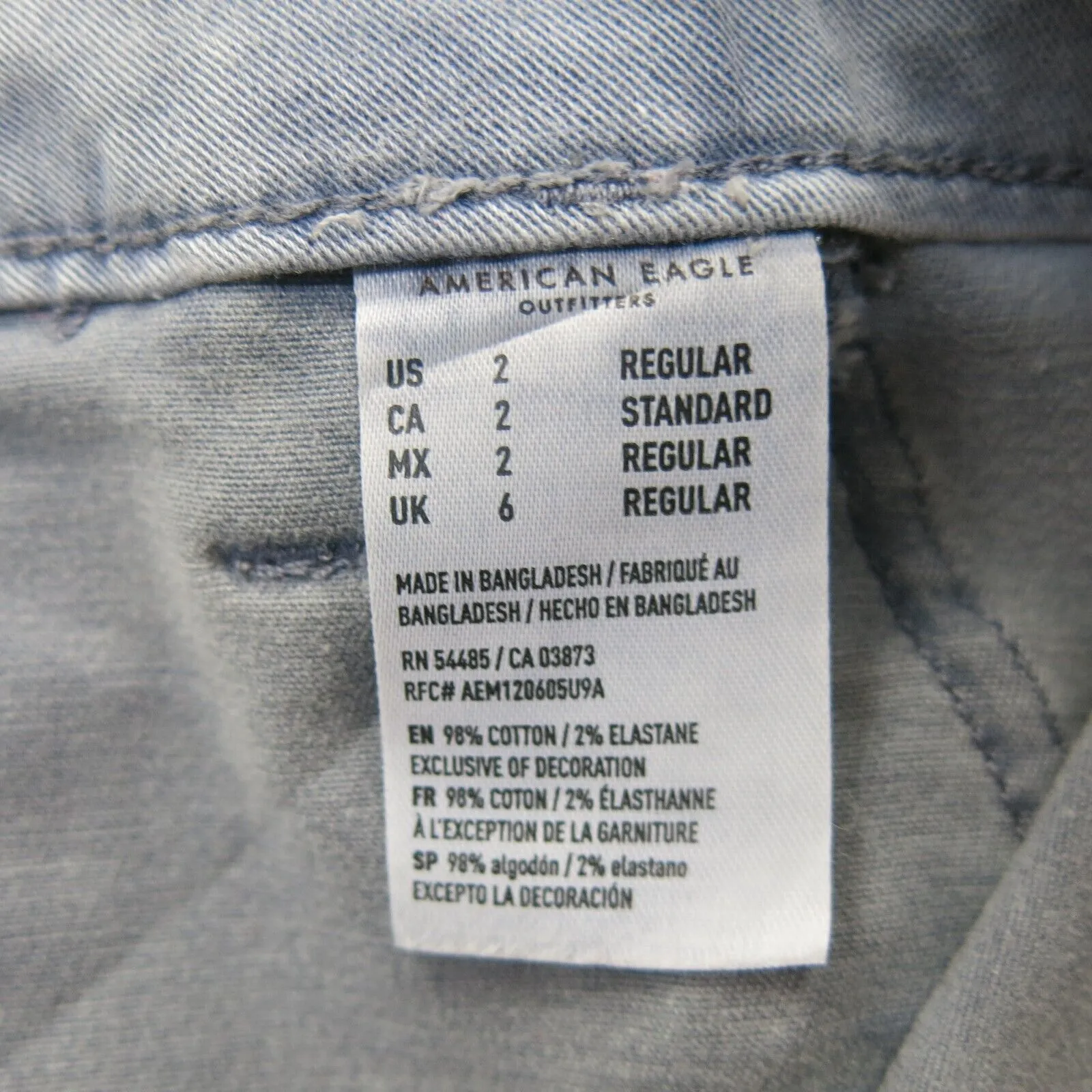 American Eagle Womens Super Stretch Skinny Leg Denim Jeans Mid Rise Blue Size 2