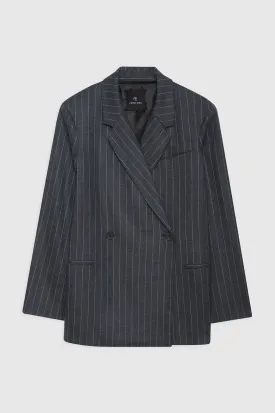 Anine Bing Kaia Blazer in Grey Pinstripe