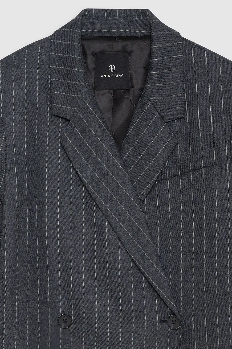 Anine Bing Kaia Blazer in Grey Pinstripe