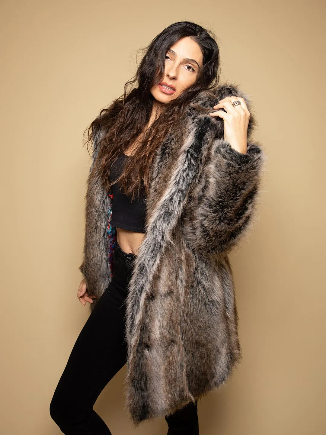 Bart Cooper Grey Wolf Classic Faux Fur Coat Artist Edition