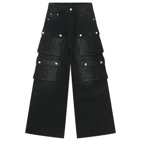 Black Multi-Pocket Cargo Jeans