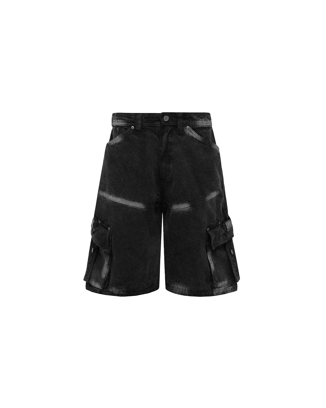 Black War Cargo Denim Shorts