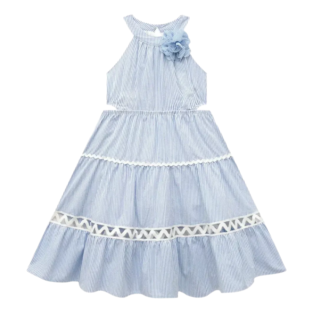 Blue Seersucker Maxi Dress