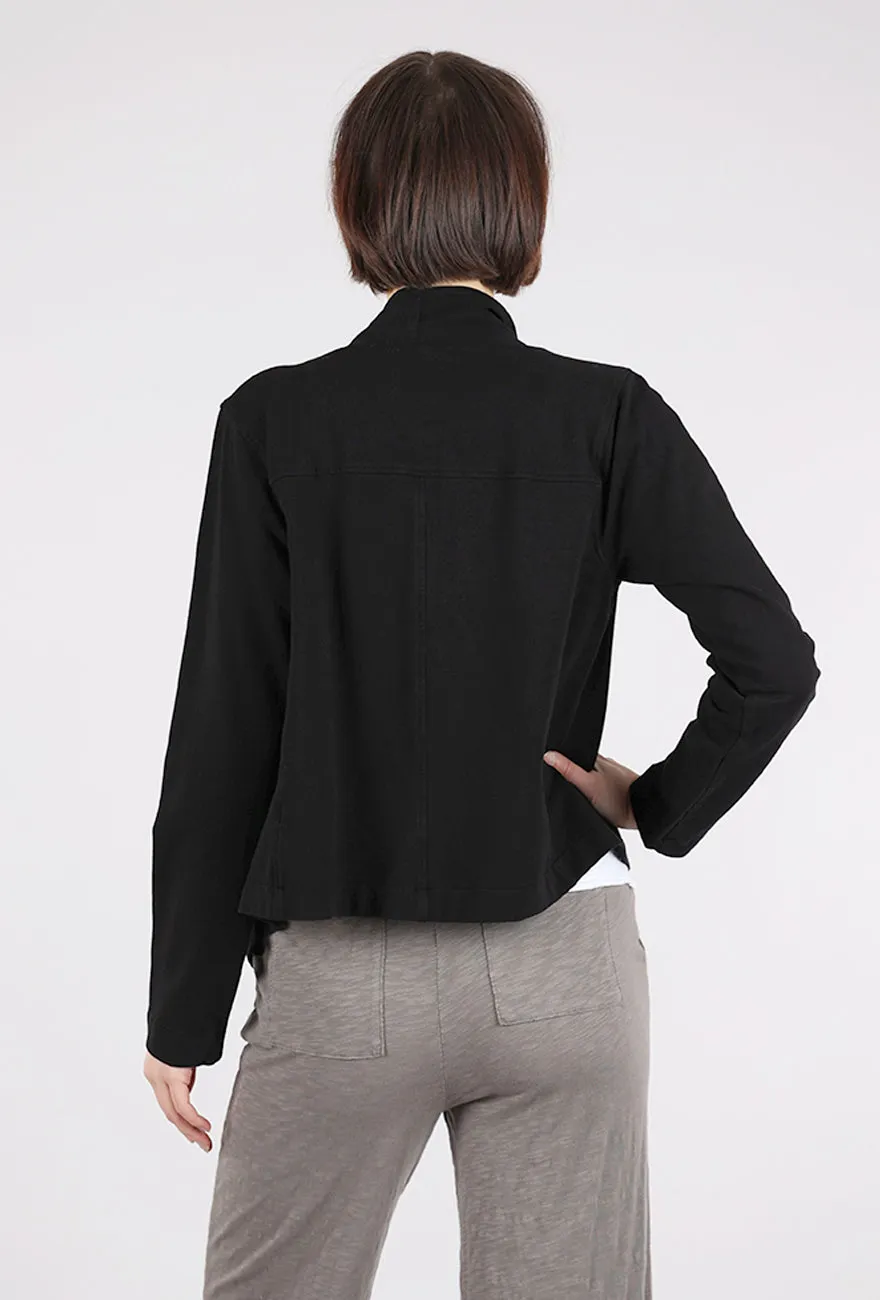 Cascade Front Crop Fleece Jacket, Black