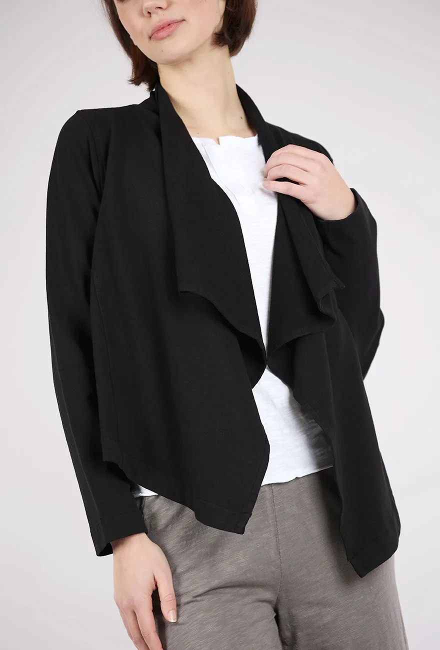 Cascade Front Crop Fleece Jacket, Black