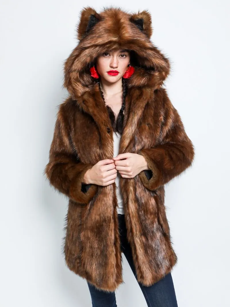 Classic Tawny Wolf Faux Fur SpiritHoods Coat