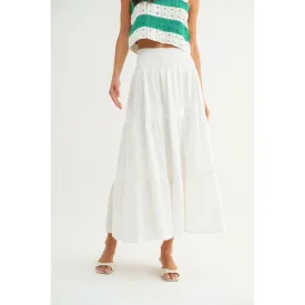 COTTON TIERED MIDI SKIRT