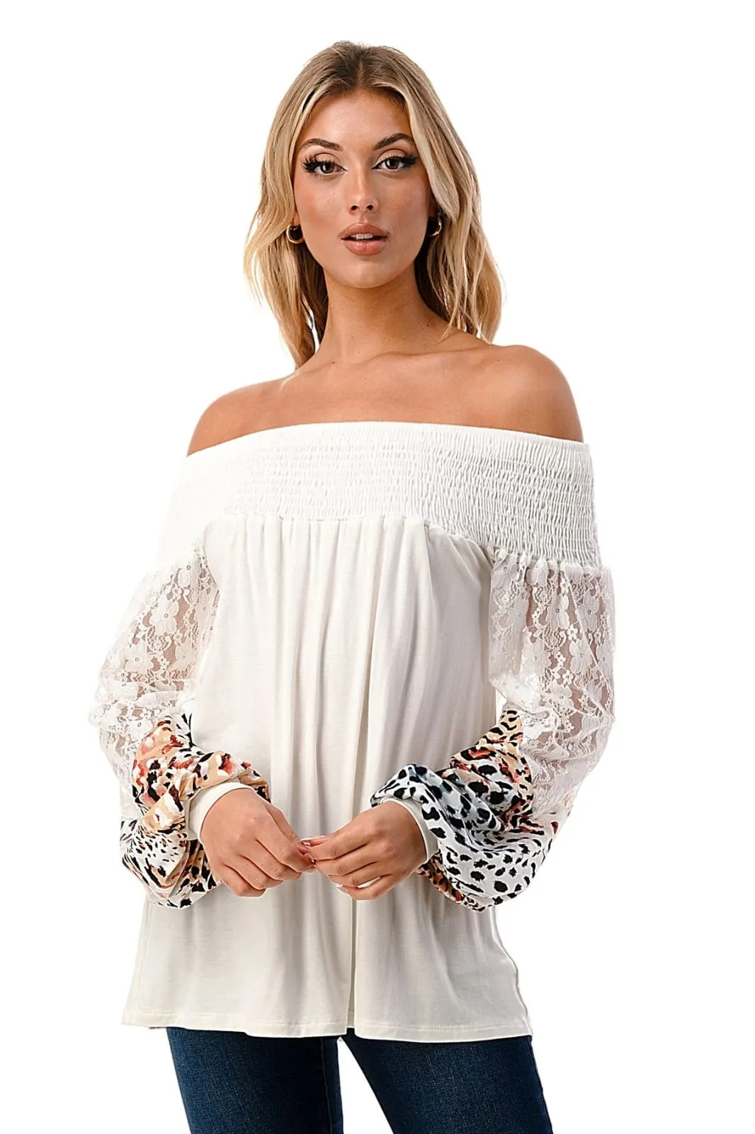 GINA LEOPARD OFF THE SHOULDER TOP