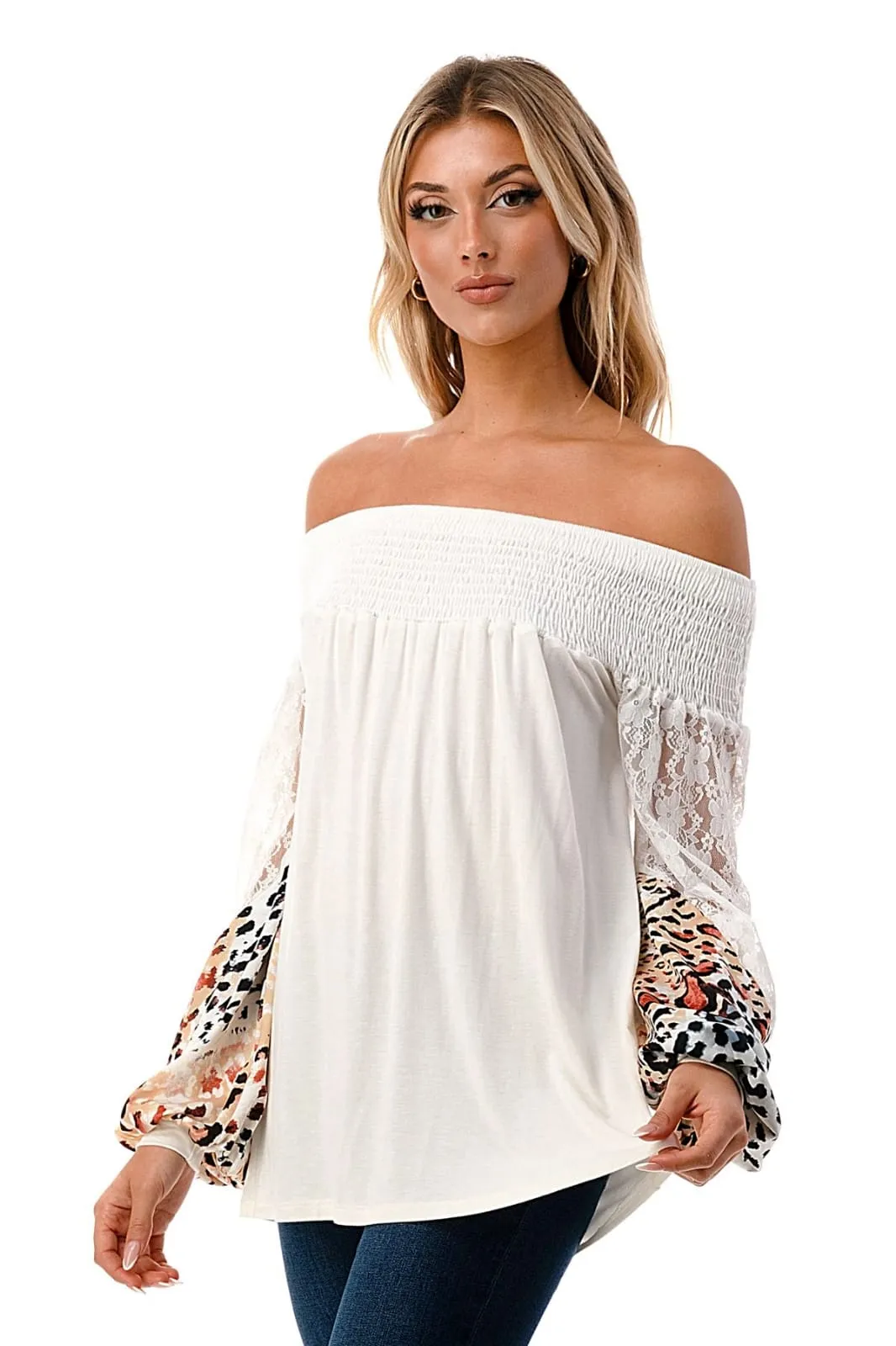 GINA LEOPARD OFF THE SHOULDER TOP