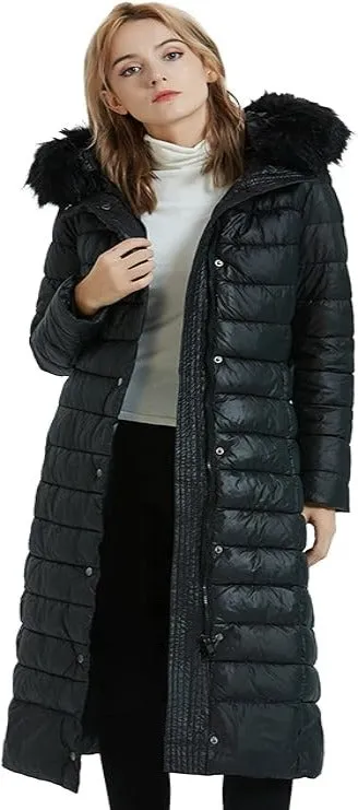 Giolshon Women's Puffer Jacket, Long Hooded Padded Bubble Coat