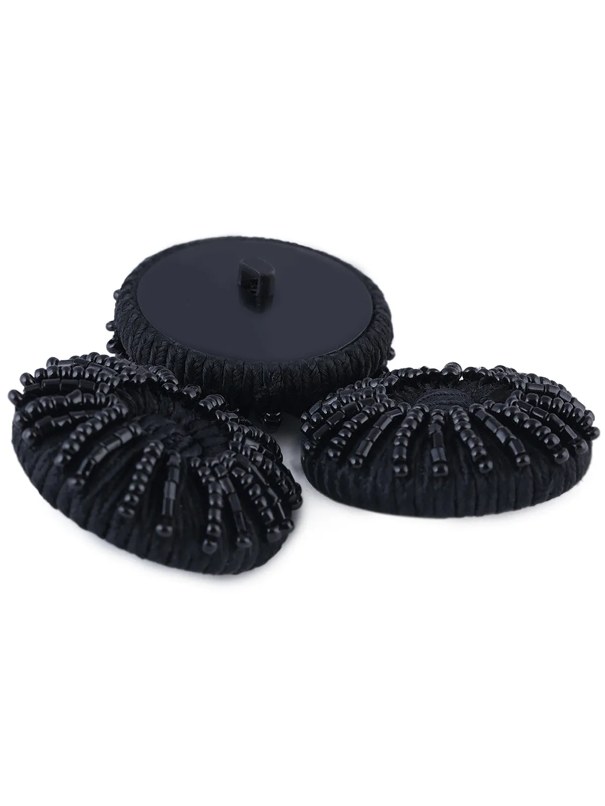 Handmade Big Black Cord Beaded Button