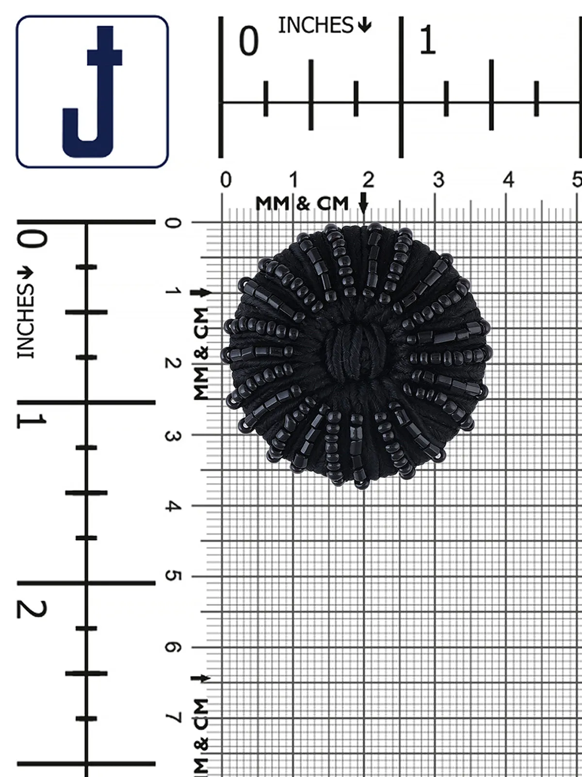Handmade Big Black Cord Beaded Button