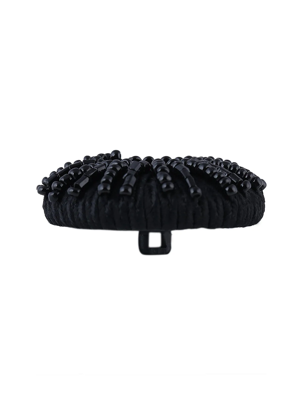 Handmade Big Black Cord Beaded Button