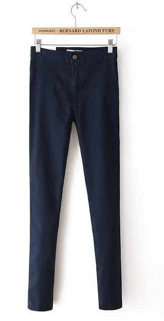 High Waist Blue Denim Pencil Pants