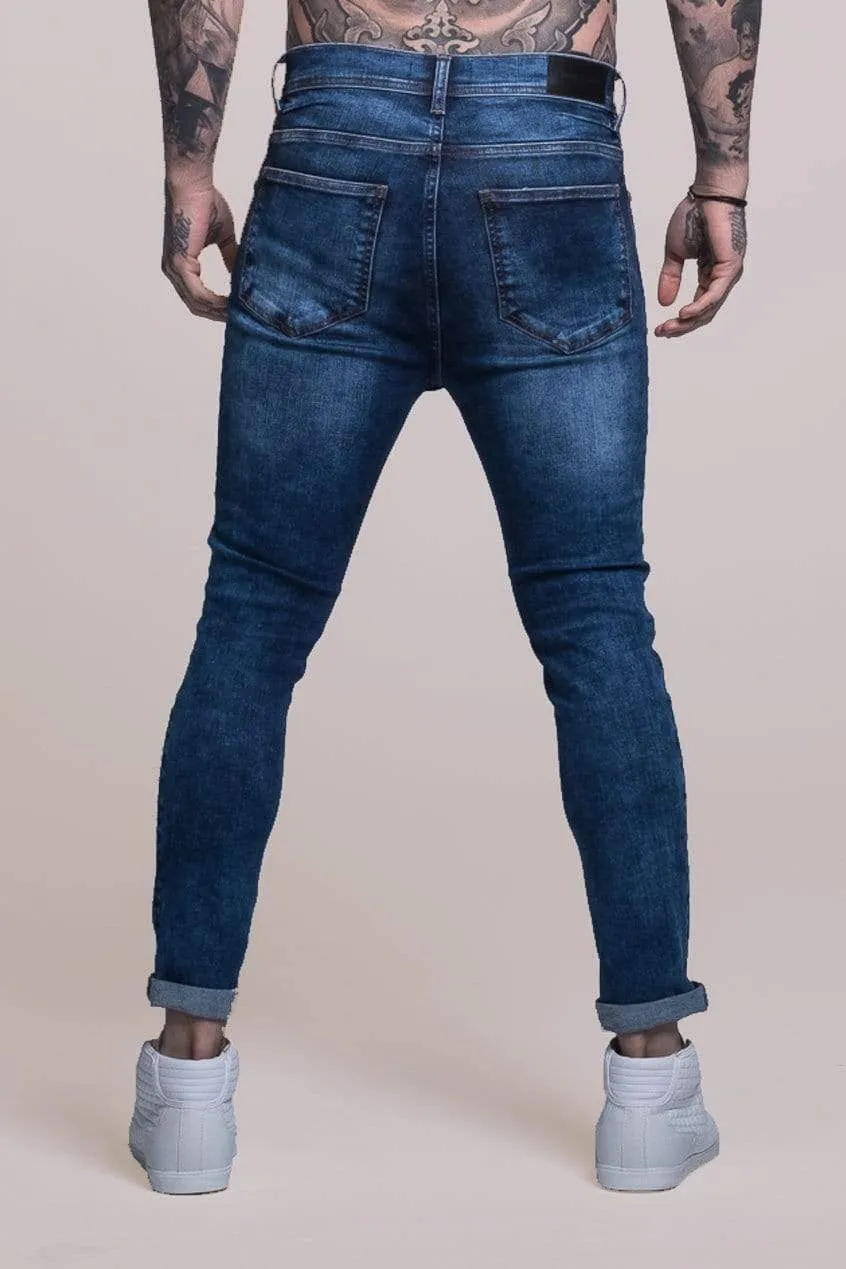 Johnny Skinny Fit Stretch Distressed Men's Jeans - Blue