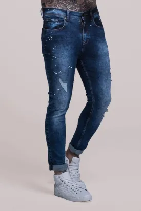 Johnny Skinny Fit Stretch Distressed Men's Jeans - Blue