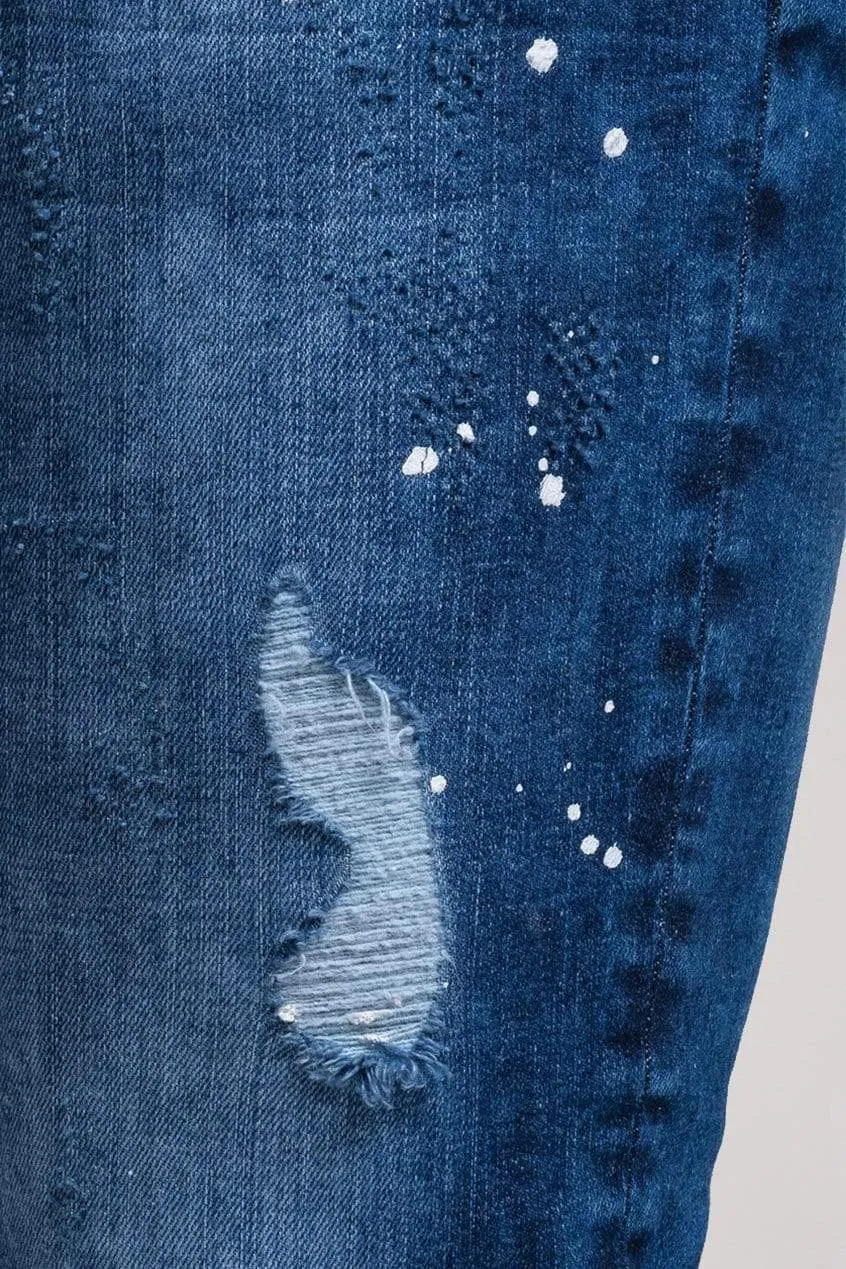 Johnny Skinny Fit Stretch Distressed Men's Jeans - Blue