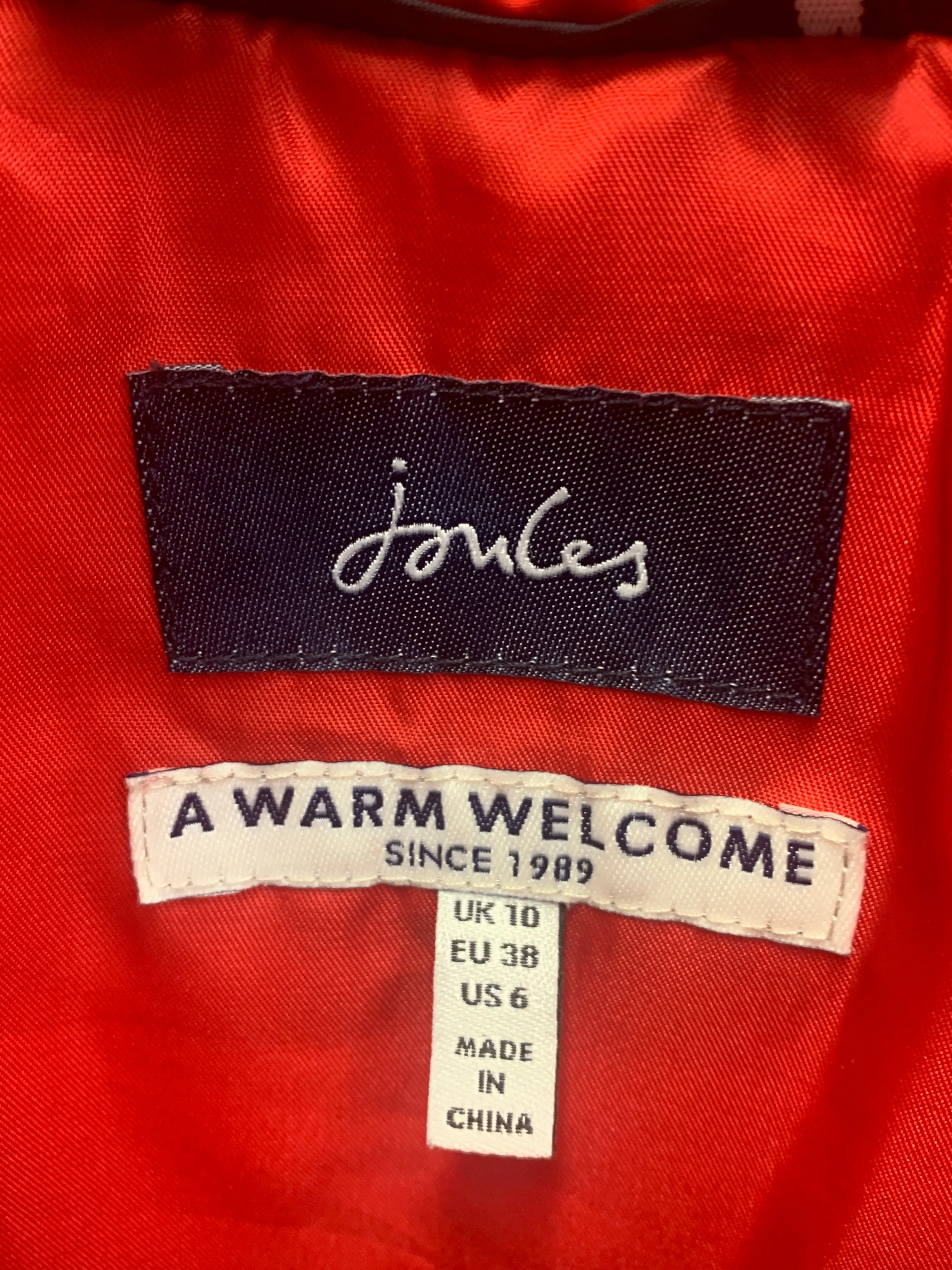 Joules Padded Red Jacket Size 10