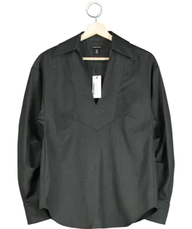 Karen Millen Grey Tailored Collared Long Sleeve Shirt UK 8