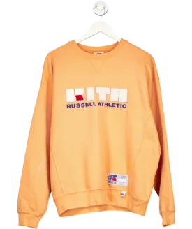 Kith x Russell Athletic Orange Varsity Logo Crewneck Sweatshirt UK S