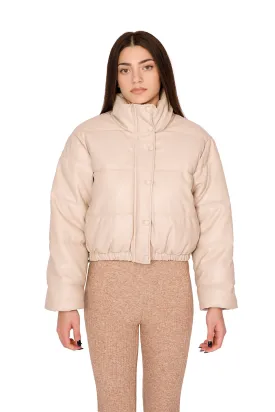 LEATHER EFFECT PUFFER JACKET