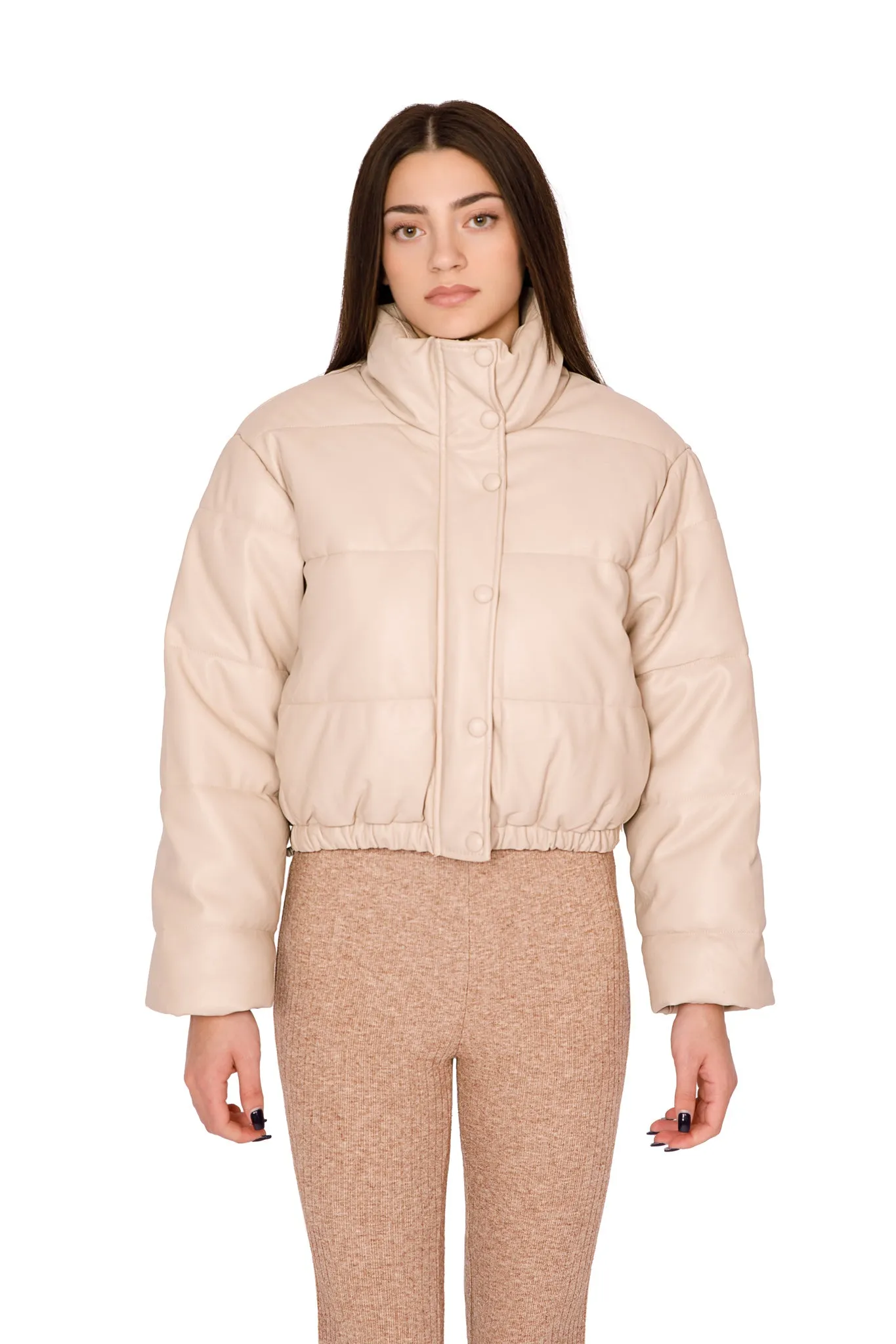 LEATHER EFFECT PUFFER JACKET