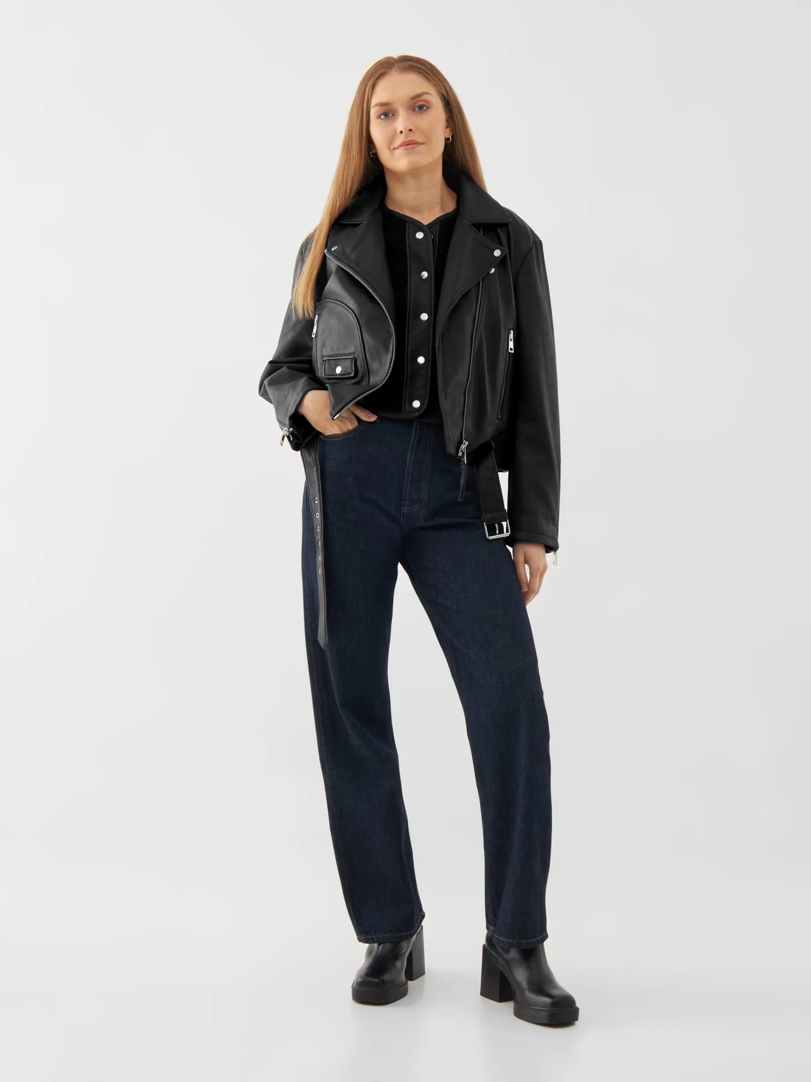 Leather Oversized Biker Jacket