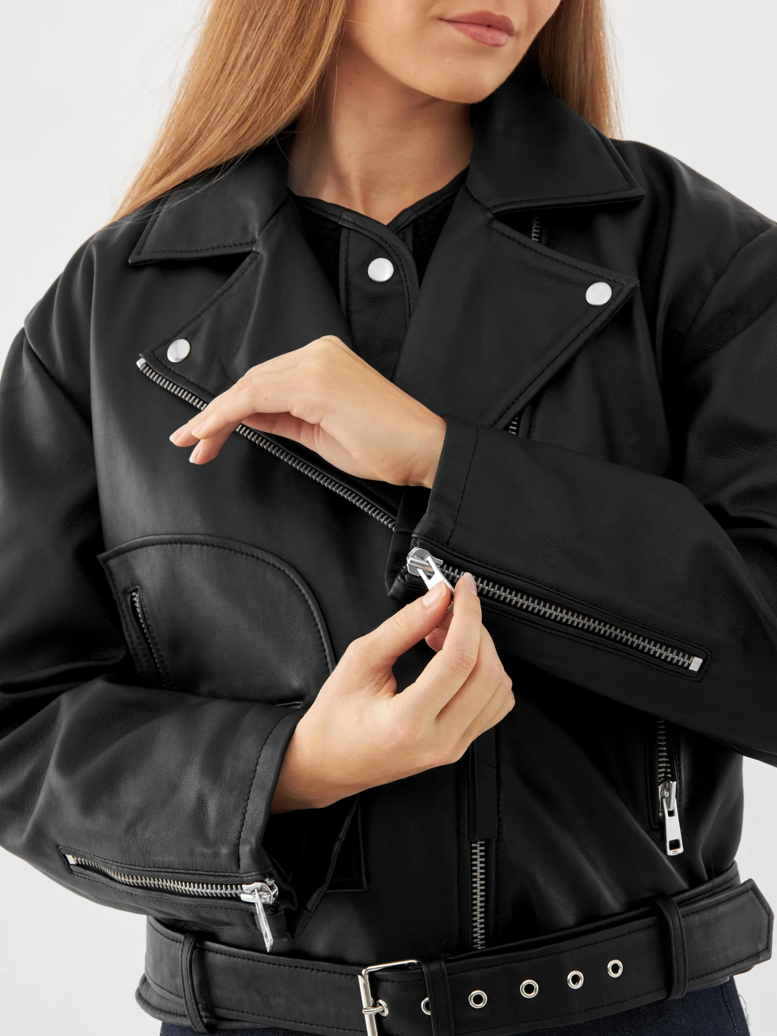 Leather Oversized Biker Jacket