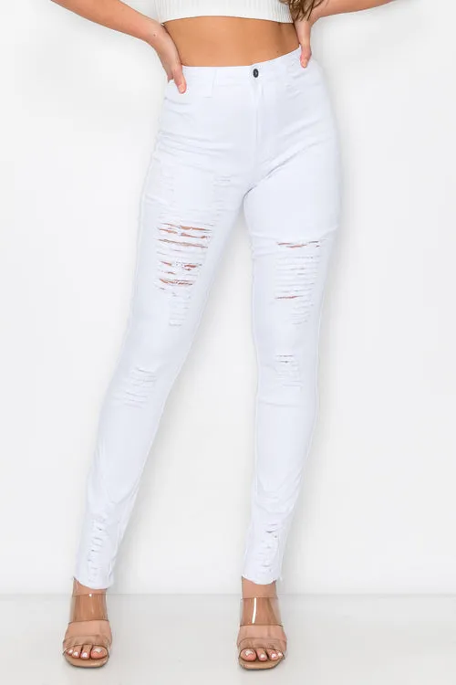 LV-420 stretch high waist ripped skinny jean