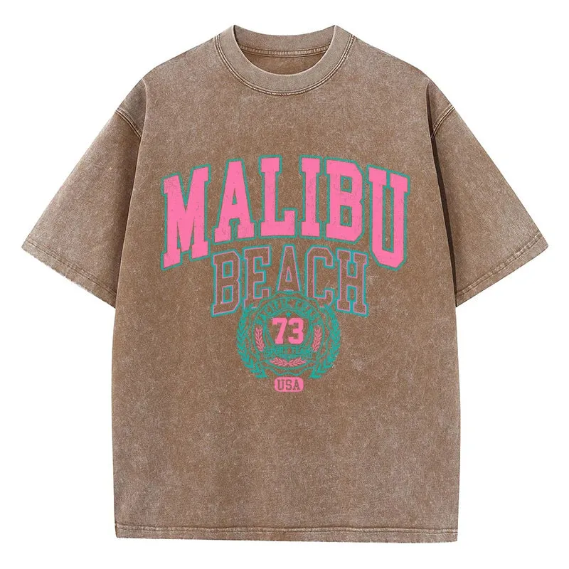 Malibu Beach Graphic washed oversized vintage tees