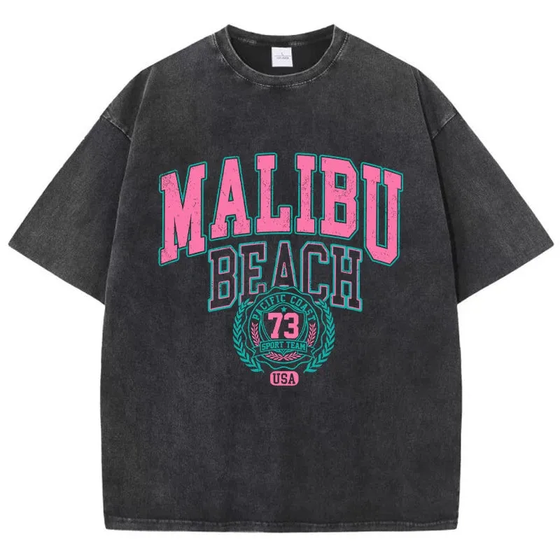 Malibu Beach Graphic washed oversized vintage tees