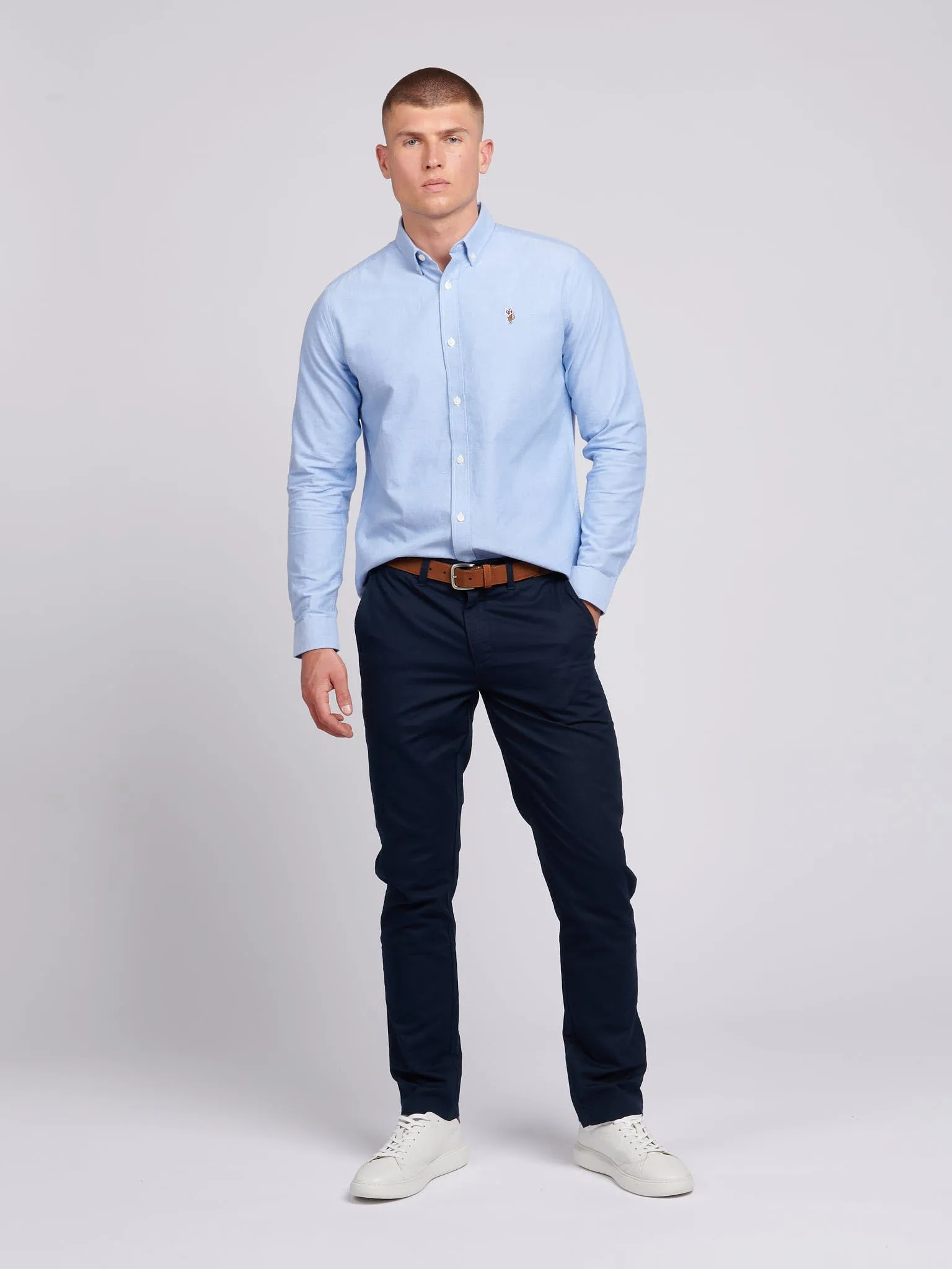 Mens Peached Oxford Shirt in Blue Yonder