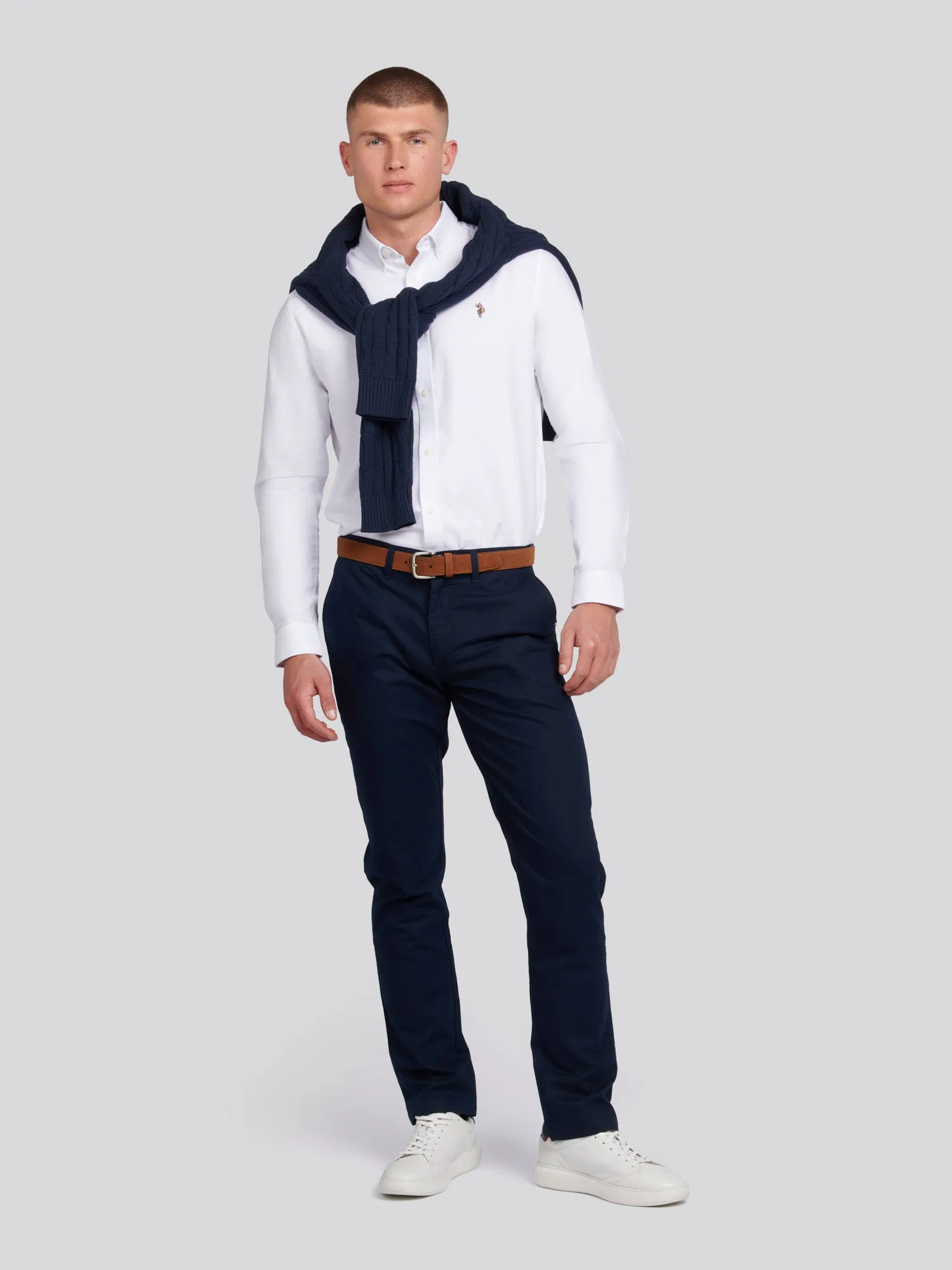 Mens Peached Oxford Shirt in Bright White