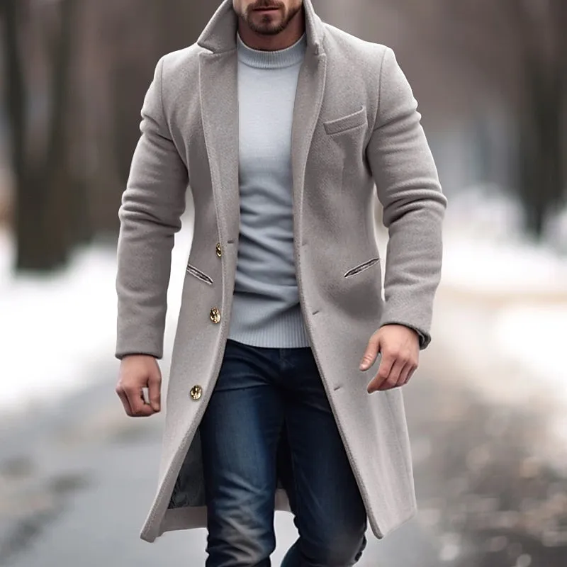 Men's Single Row Buckle Solid Color Jacket
