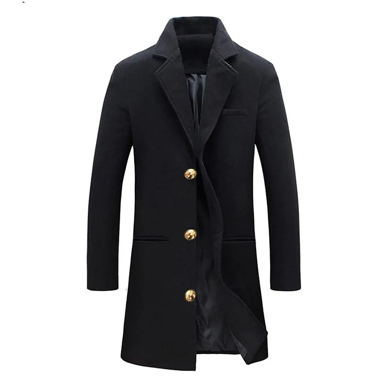 Men's Single Row Buckle Solid Color Jacket