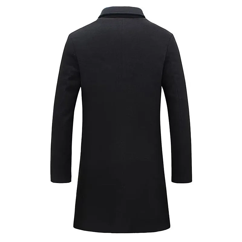Men's Single Row Buckle Solid Color Jacket