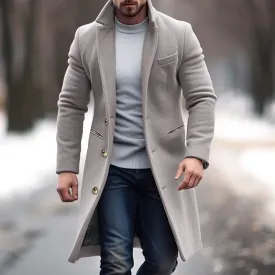 Men's Single Row Buckle Solid Color Jacket