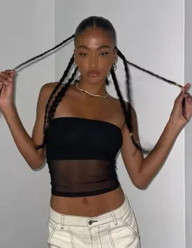 Mesh Black Fitted Tube Top