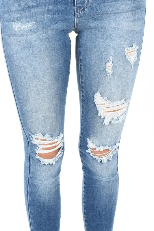Monroe High Waisted Destroyed Stretch Jeans