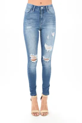 Monroe High Waisted Destroyed Stretch Jeans