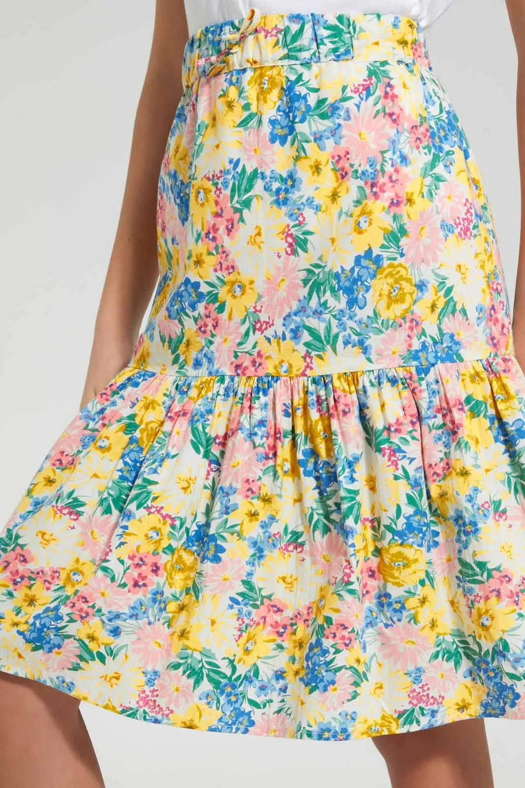 Multicolour Floral Tiered Skirt