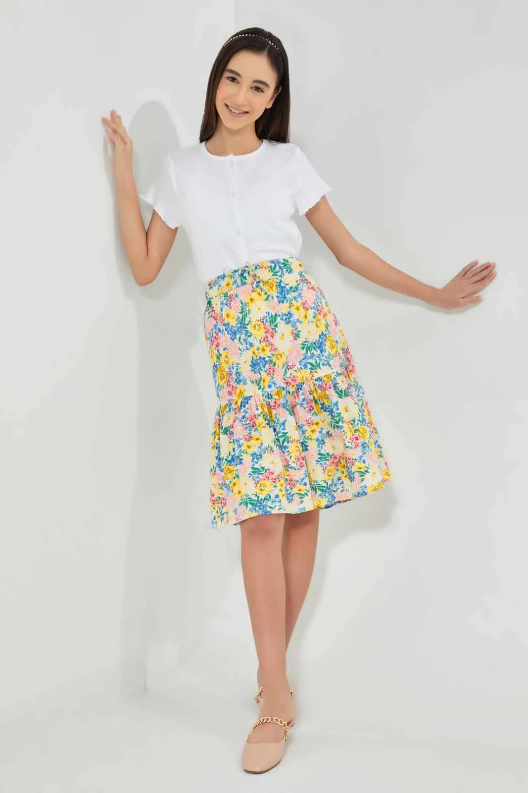 Multicolour Floral Tiered Skirt