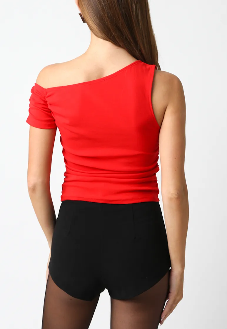 One Shoulder One Off Shoulder Top
