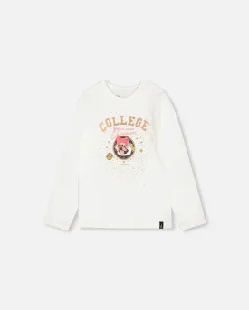 Organic Cotton T-Shirt With Print Off White