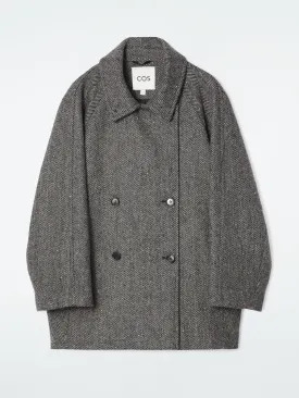 Oversized double-breasted wool peacoat