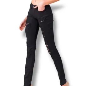 Plus Size Mid Rise Black Ripped Skinny Jeans